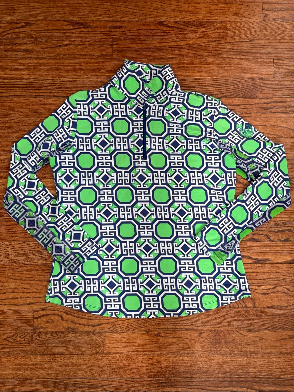 IBKUL Icifil Long Sleeve 1/4 Zip Sun Golf Pullover Classic Key Green Size Large